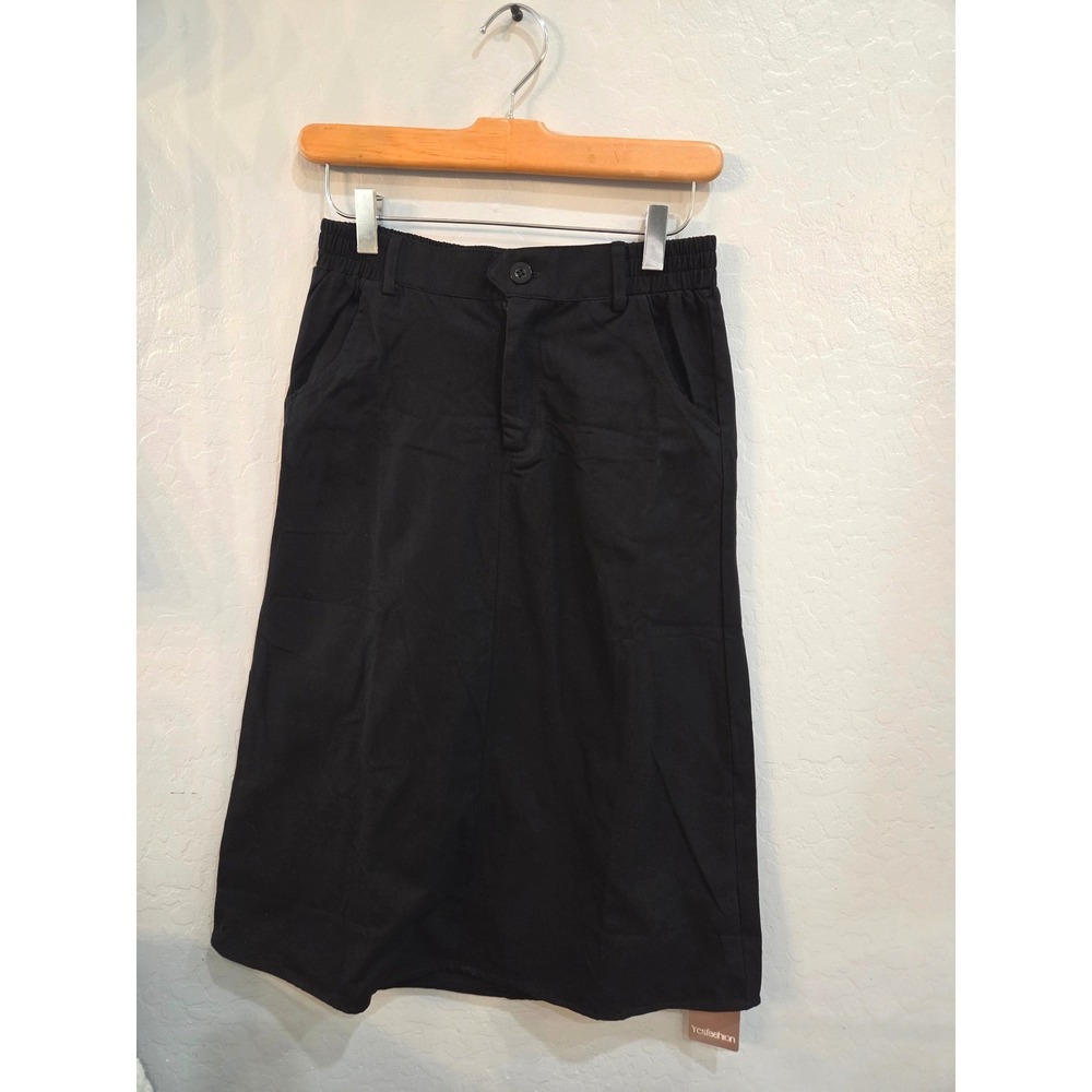 Yesfashion Kids Black Maxi Skirt Elastic Waist Pockets Size 150 10/12 NEW